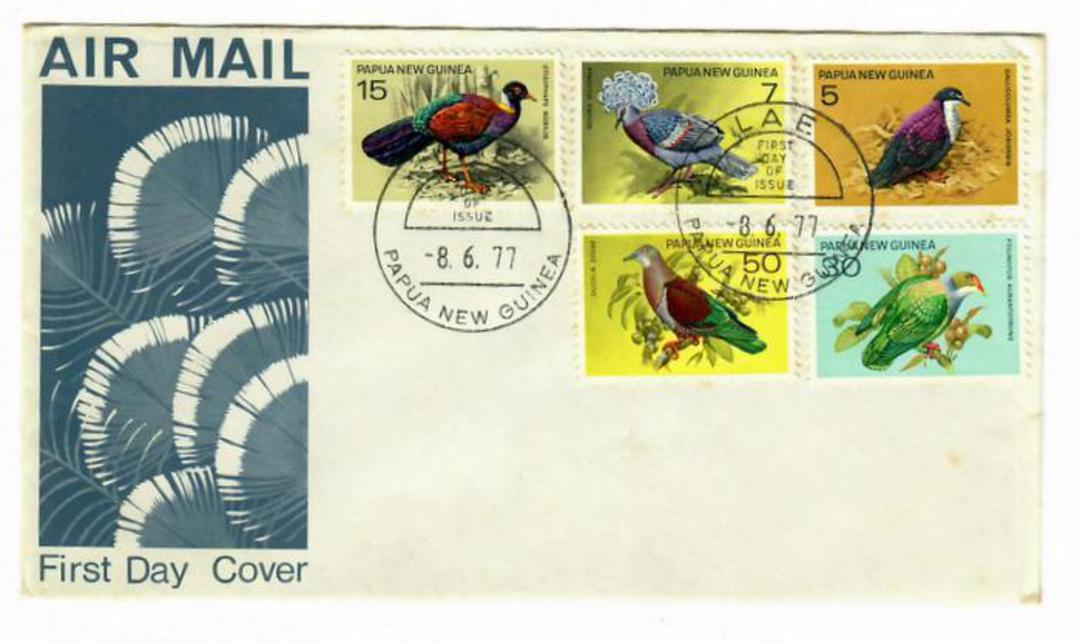 PAPUA NEW GUINEA 1977 Birds. Set of 5 on first day cover. - 32151 - FDC image 0