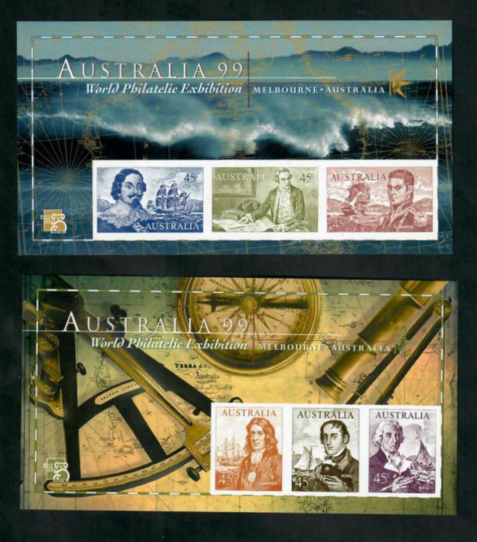 AUSTRALIA 1999 Australia '99 International Stamp Exhibition. Two miniature sheets. Imperf. - 51106 - UHM image 0