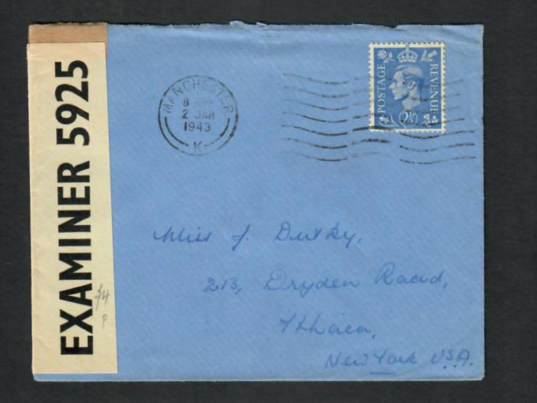 GREAT BRITAIN 1943 Letter from Manchester to USA. Opened by Examiner 5925. - 32359 - PostalHist image 0