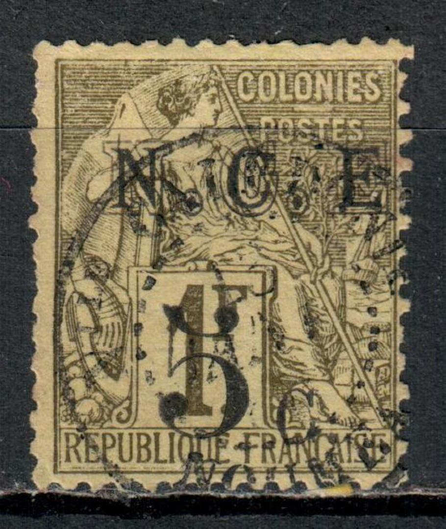 NEW CALEDONIA 1886 Definitive Surcharge 5c on 1fr Olive-Green on toned. - 74547 - FU image 0