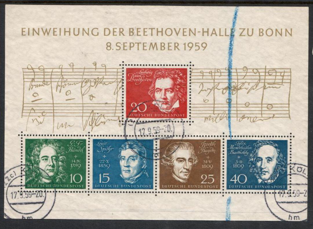 WEST GERMANY 1959 Inaugueration of Beethoven Hall Bonn. Miniature sheet. Registration Crayon. - 51721 - FU image 0