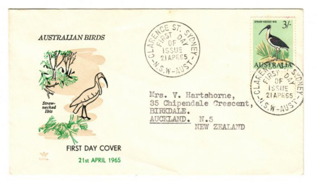 AUSTRALIA 1965 Definitive 3/- Bird on first day cover. - 37453 - FDC image 0