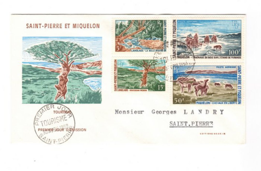 ST PIERRE et MIQUELON 1969 Tourism. Set of 4 on first day cover. - 38228 - FDC image 0