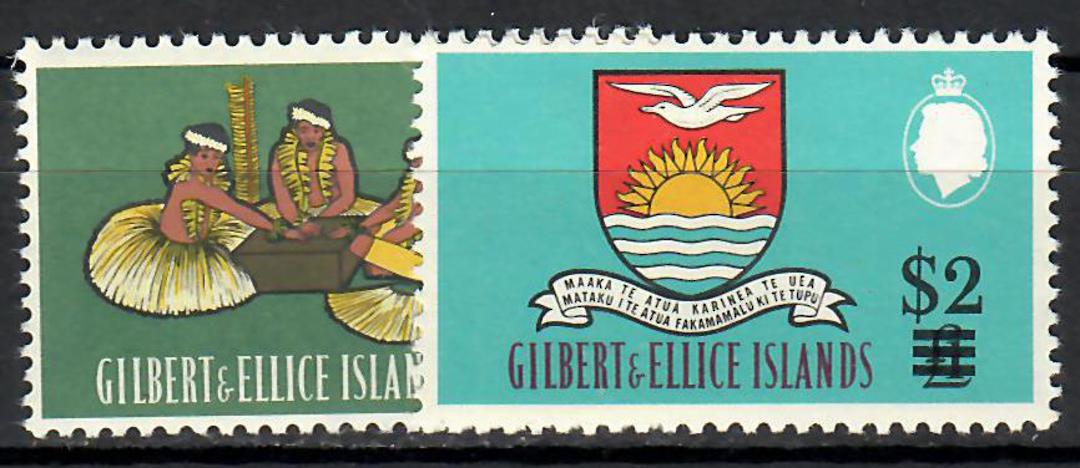 GILBERT & ELLICE ISLANDS 1968 Decimal overprints. The two highest values 10/- and £1. - 70911 - UHM image 0