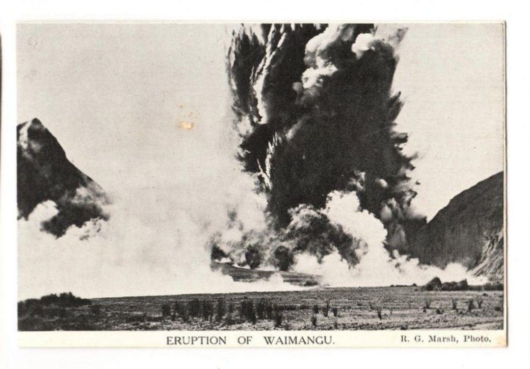 Postcard from Waimangu set by Marsh. Waimangu Black Geyser in Eruption. - 46216 - Postcard image 0