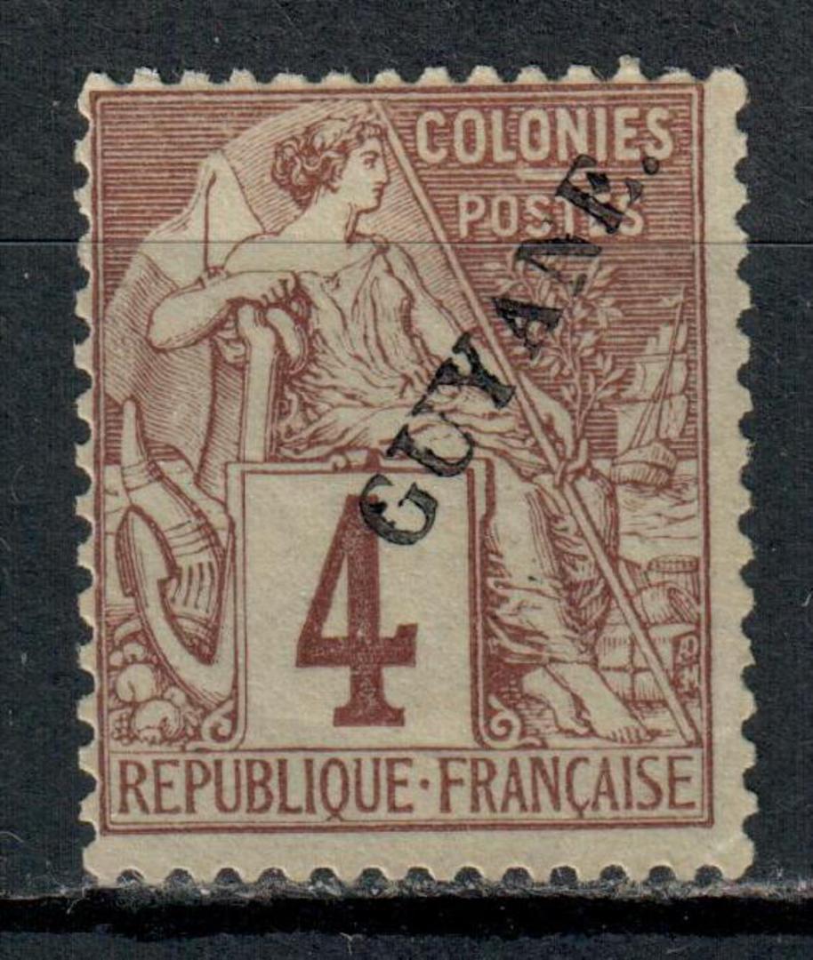 FRENCH GUIANA 1892 Surcharge on Commerce type 4c Purple-Brown on grey. - 39483 - MNG image 0