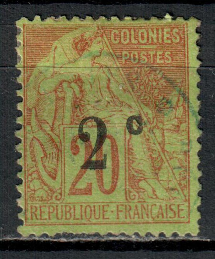 REUNION 1894 Surcharge 2c on 20c Red on green. First setting. No stop after "c". Unlisted. - 39954 - FU image 0