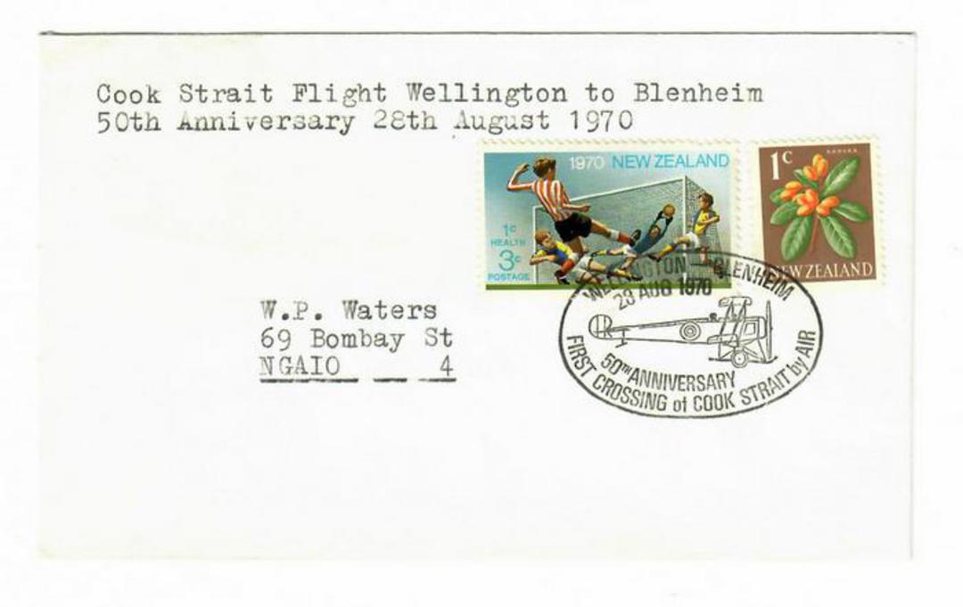 NEW ZEALAND 1970 50th Anniversary of the First Air Crossing of Cook Strait. Wellington to Blenheim. Special Postmark. - 31039 - image 0