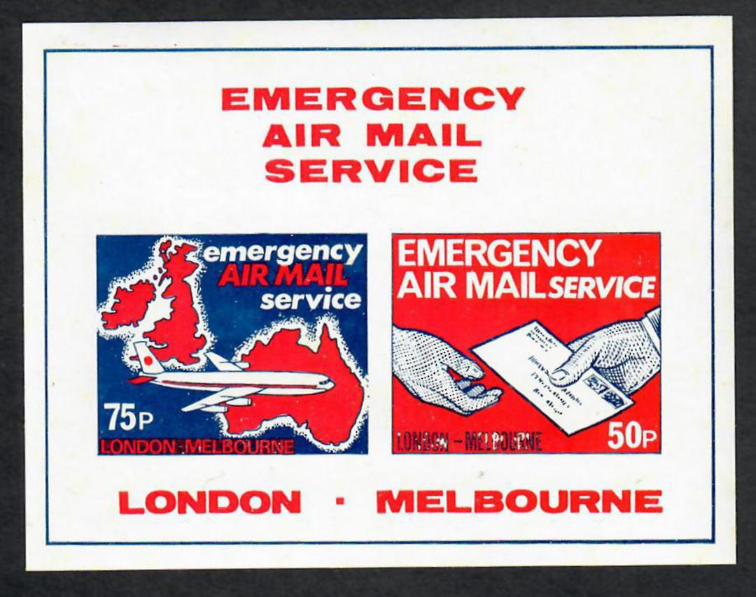 GREAT BRITAIN London to Melbourne Emergency Airmail Service. Imperf miniature sheet. - 22055 - Cinderellas image 0