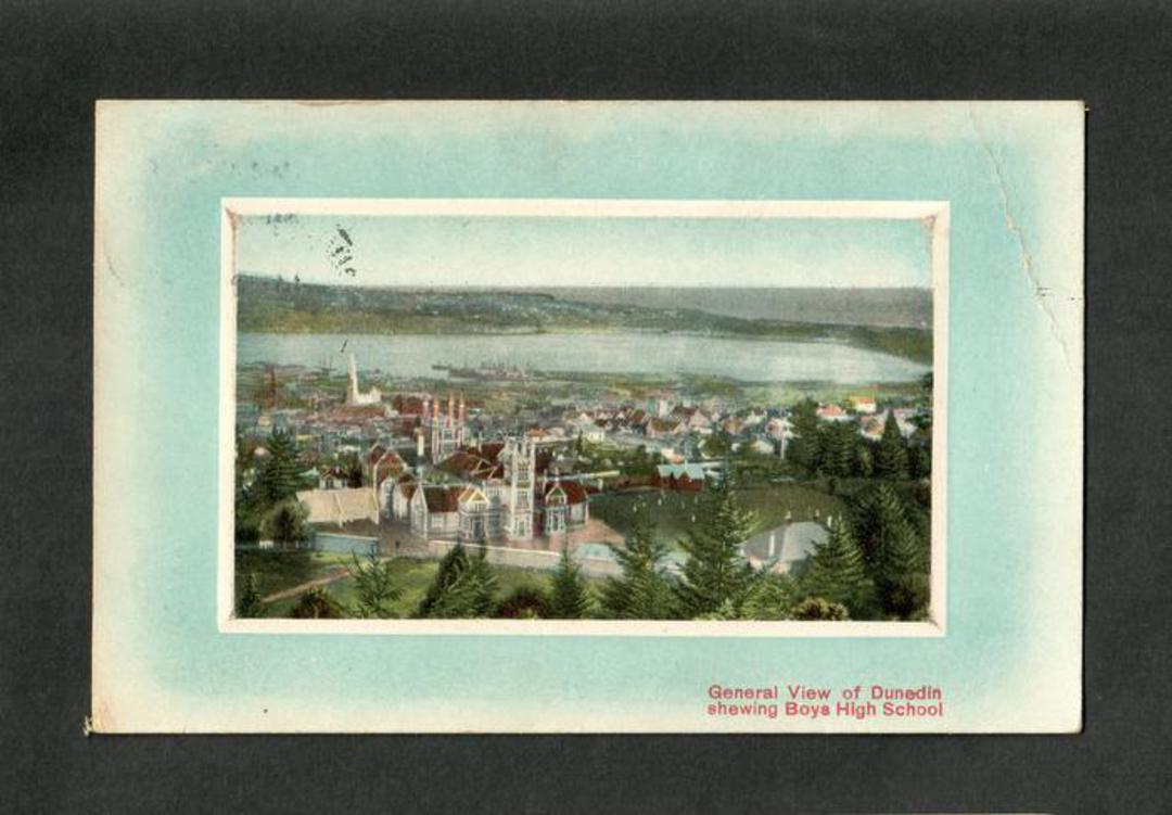 Coloured Postcard. General view of Dunedin showing the Boys' High School. - 49277 - Postcard image 0