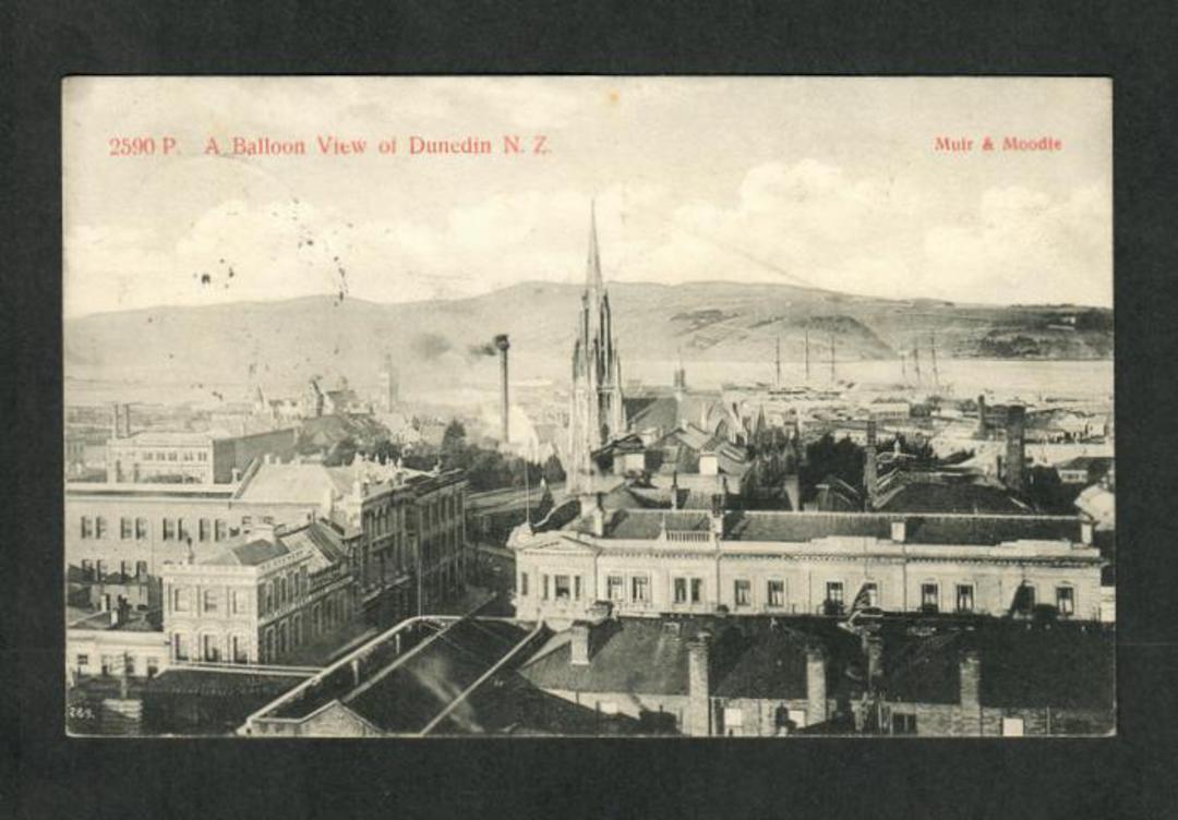 Postcard by Muir & Moodie of a balloon view of Dunedin. - 249154 - Postcard image 0