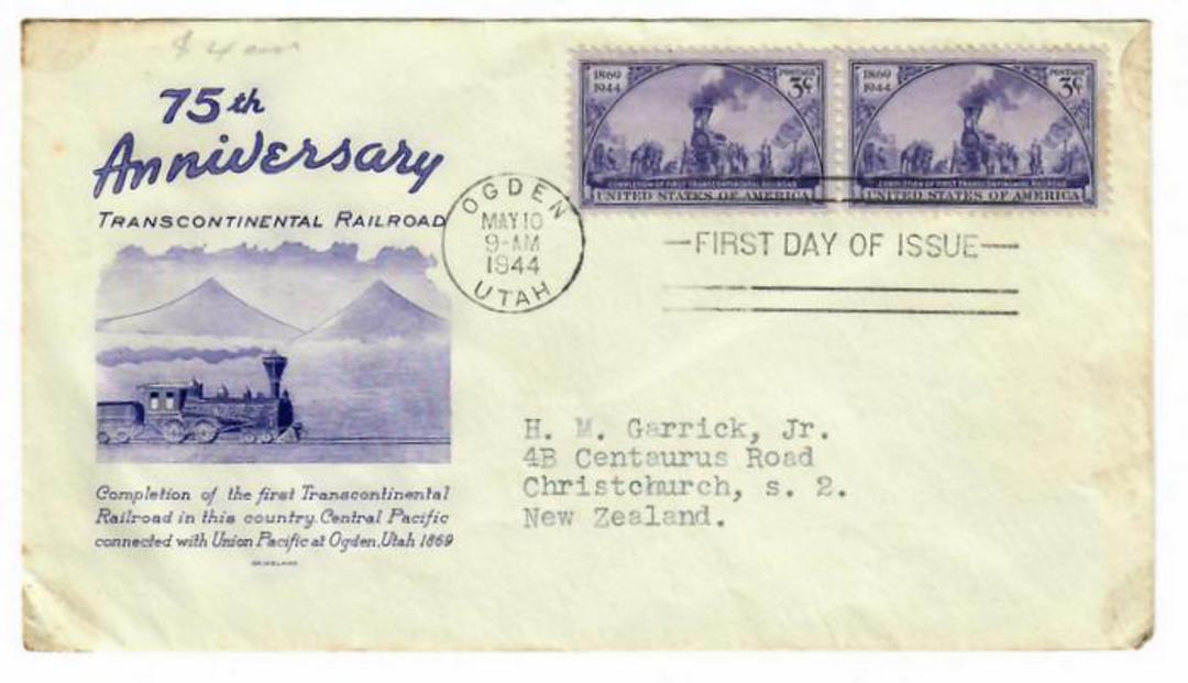 USA 1944 75th Anniversary of the Trans-Continental Railroad on first day cover. - 31103 - FDC image 0