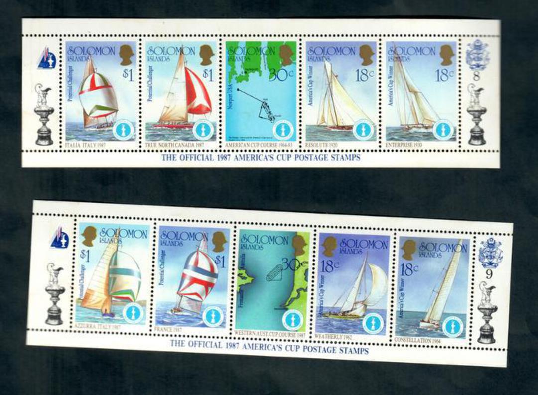 SOLOMON ISLANDS 1987 America's Cup. Twelve miniature sheets each of five stamps(two illustrated) one miniature sheet Stars and S image 0