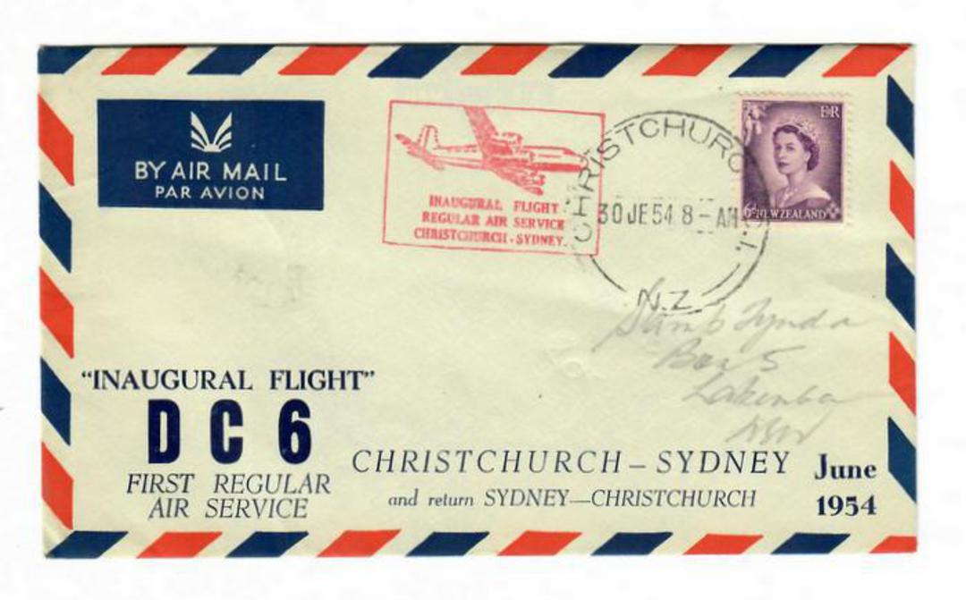 NEW ZEALAND 1954 Inaugural Flight DC6 Christchurch to Sydney. - 31007 - image 0