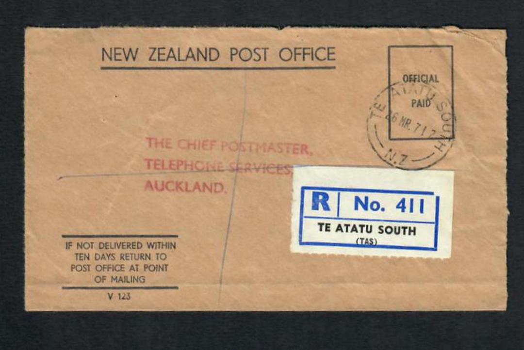 NEW ZEALAND 1971 Registered Letter Official Paid from Te Atatu South to Auckland. - 31526 - PostalHist image 0