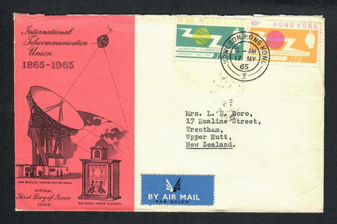HONG KONG 1965 ITU set of two on first day cover posted to New Zealand. - 30699 - PostalHist image 0