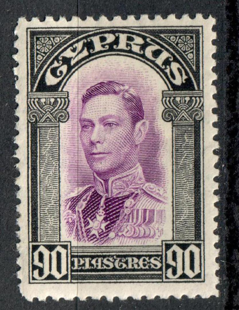 CYPRUS 1938 Geo 6th Definitive 90 pi Mauve and Black. Very lightly hinged. - 7529 - LHM image 0