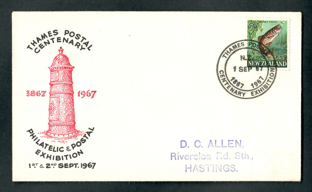 NEW ZEALAND 1967 Thames Postal Centenary Philatelic and Postal Exhibition. Special Postmark on cover. - 35312 - PostalHist image 0