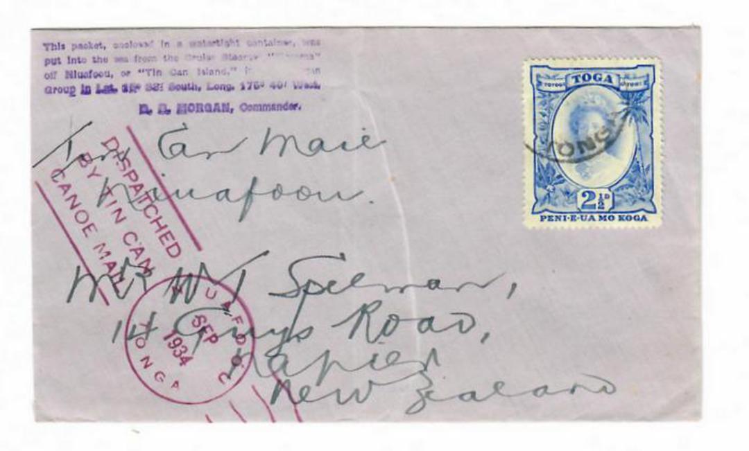 TONGA 1934 Tin Can mail cover. - 30515 - PostalHist image 0