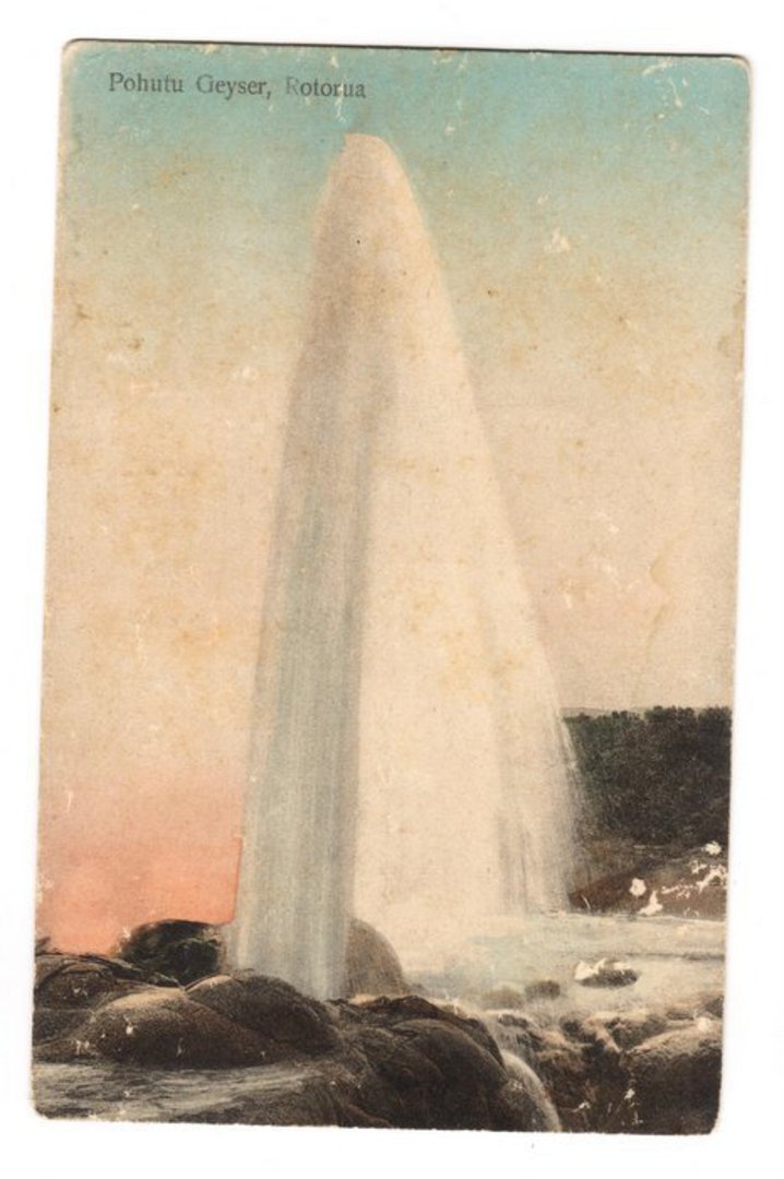 Coloured postcard of Pohutu Geyser. - 45975 - Postcard image 0