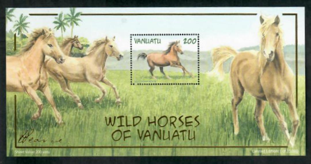 VANUATU 2005 Wild Horses miniature sheet 200fr. Limited edition. Hard to obtain. - 50901 - UHM image 0