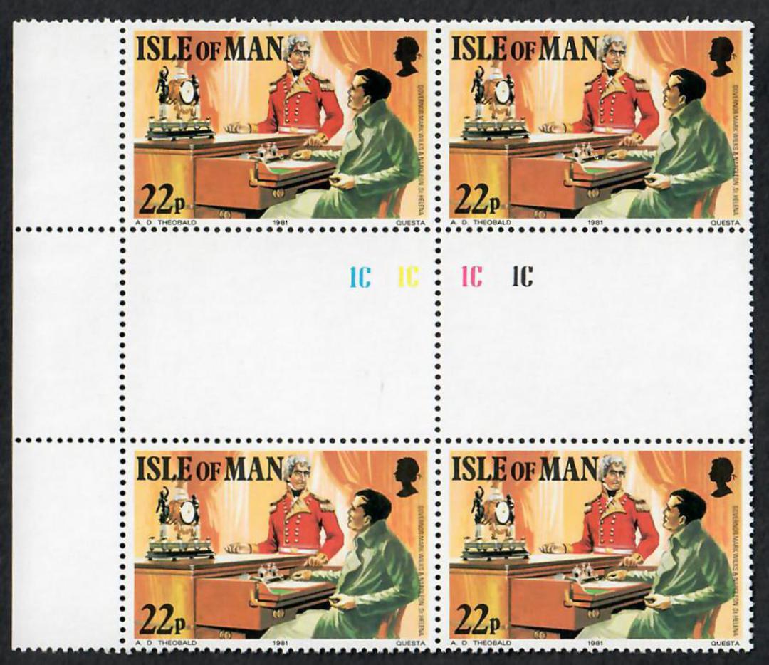 ISLE OF MAN 1981 150th Anniversary of the Death of Colonel Mark Wilks. Block of 4 in Gutter Pairs. (or Set of 4 @ $2). - 23215 - image 0