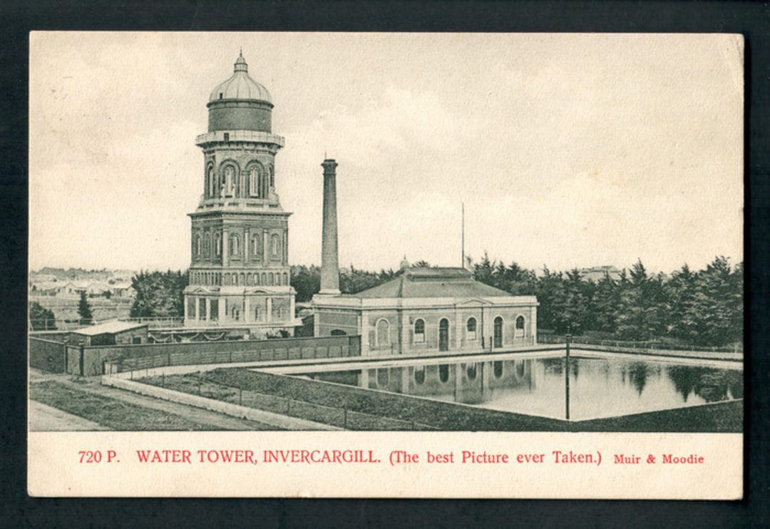Early Undivided Postcard by Muir & Moodie of Water Tower Invercargill. - 249305 - Postcard image 0