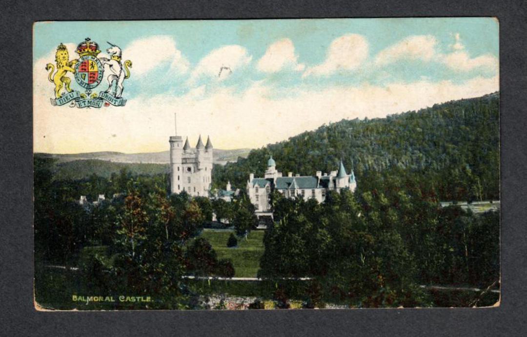 Coloured postcard of Balmoral Castle. Coat of Arms. - 42587 - Postcard image 0