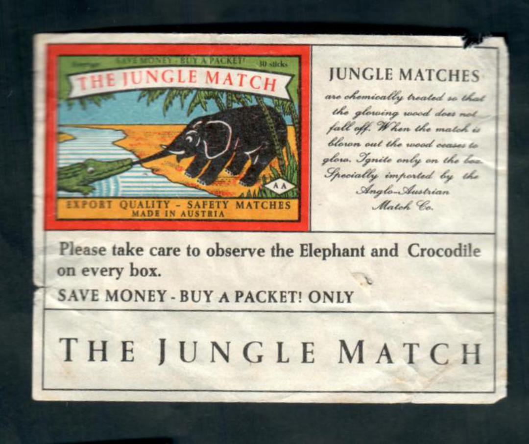 AUSTRIA The Jungle Match. MATCHBOX LABEL. Central feature an elephant. - 52172 - image 0