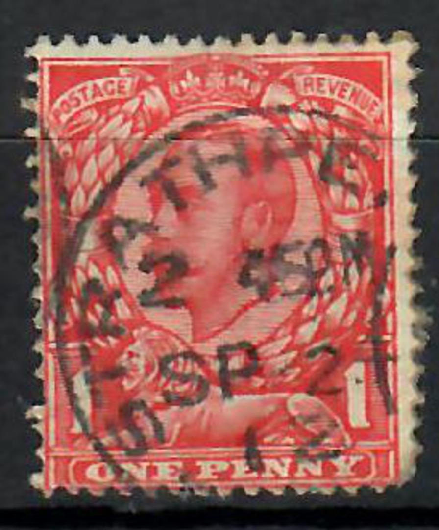GREAT BRITAIN 1912 George 5th Definitive 1d Bright Scarlet with variety. No cross on crown. Cds STRATHPEffer. 2/9/12.??. One dul image 0