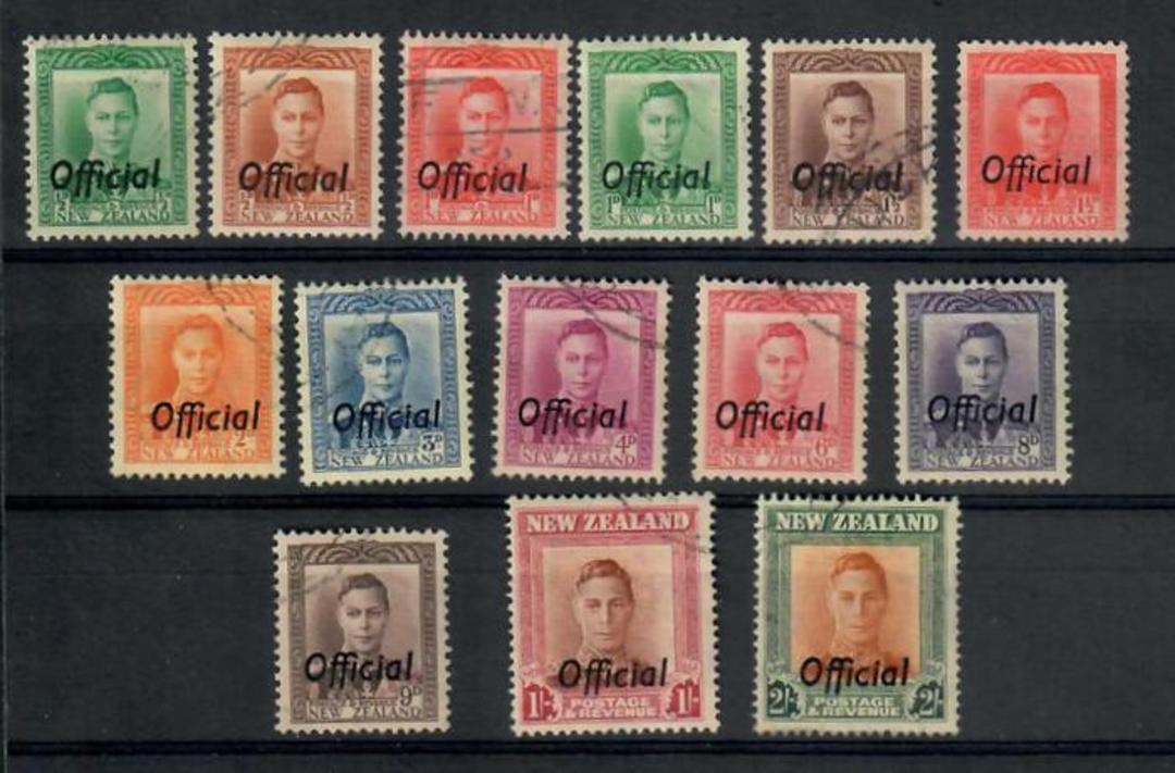NEW ZEALAND 1938 Geo 6th Officials. Set of 14. Mostly very fine. - 20111 - FU image 0