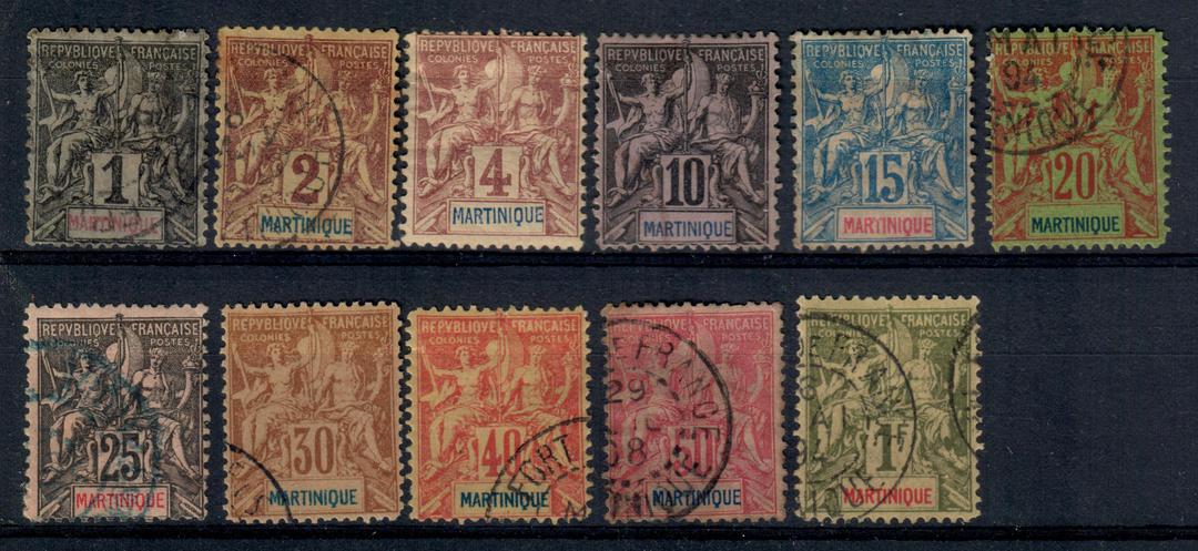 MARTINIQUE 1892 Part set of 11 values. Missing the 5c and the 75c. - 20967 - VFU image 0