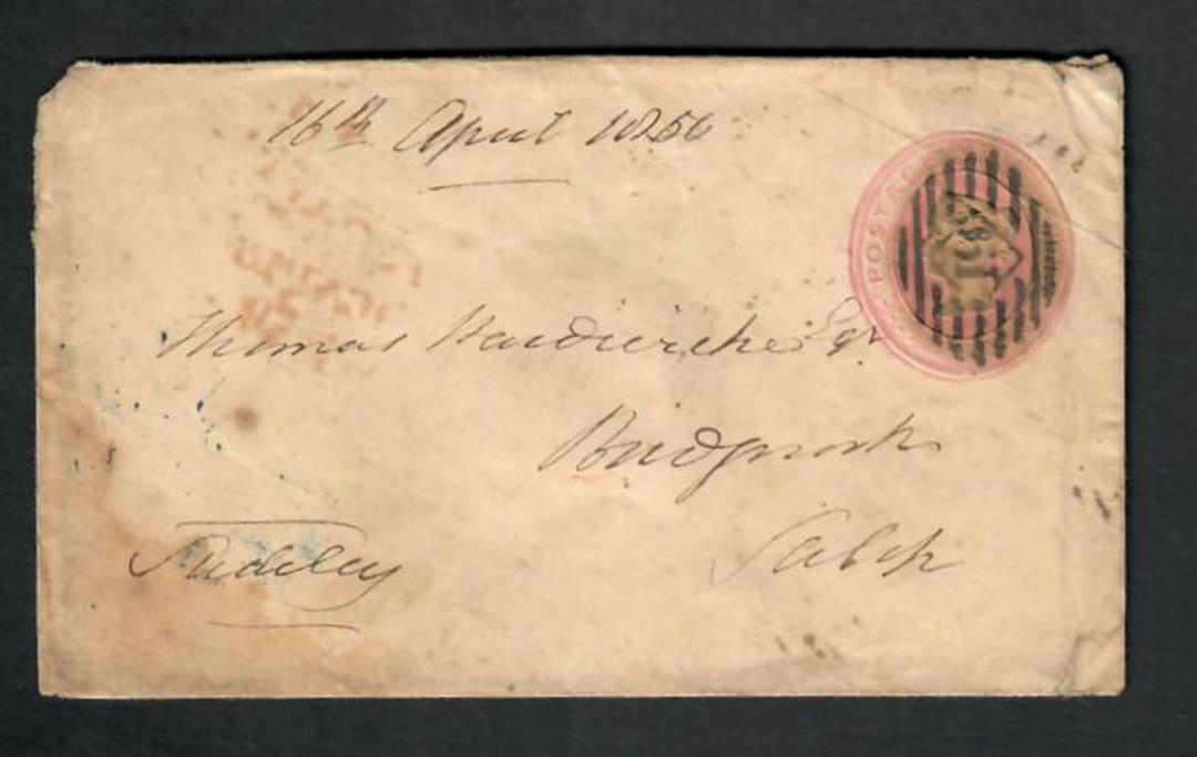 GREAT BRITAIN 1850 Letter on postal stationery to Bridgnorth. Wax seal. Poor condition. - 31826 - PostalHist image 0