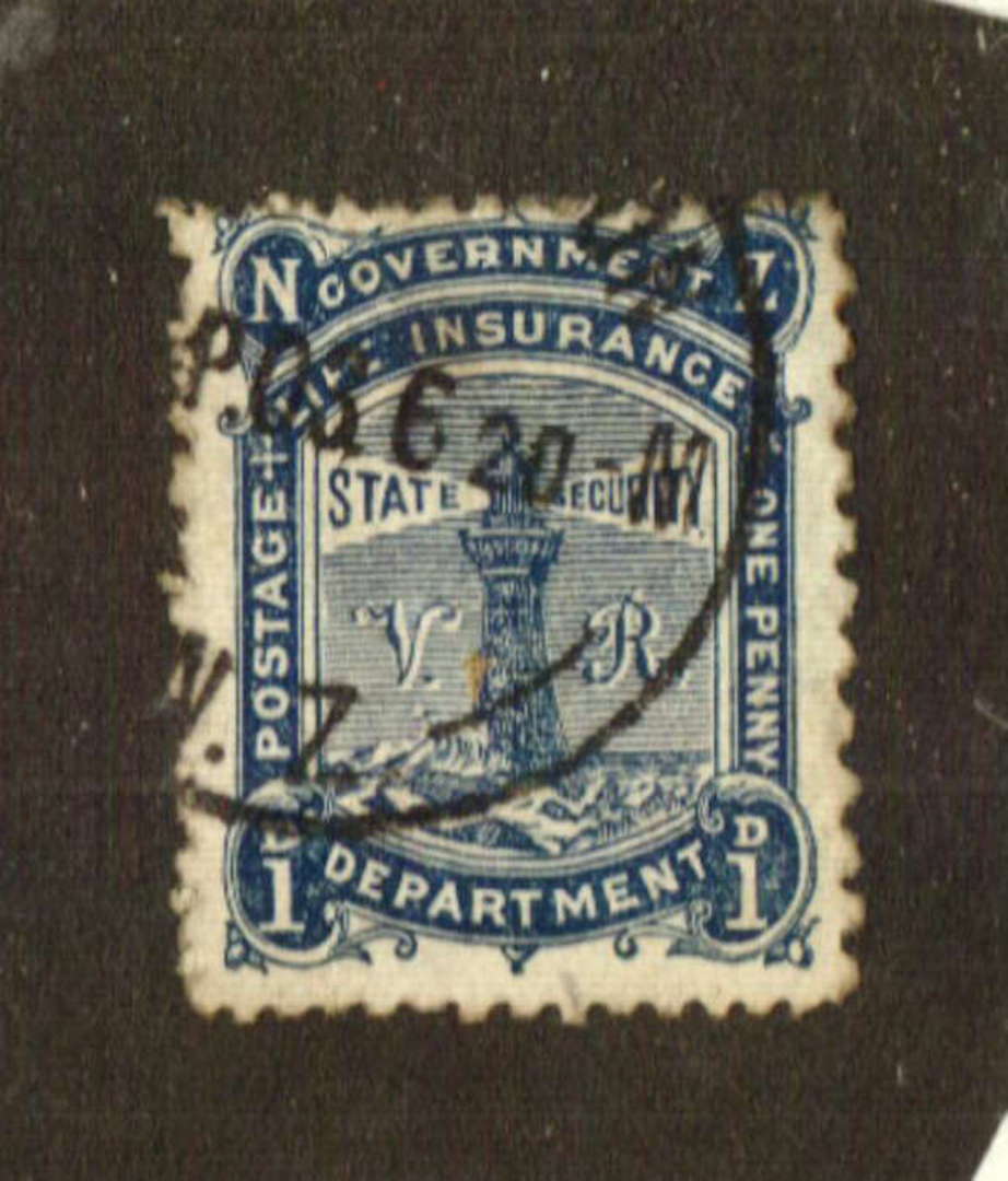 NEW ZEALAND 1891 Life Insurance 1d Blue with compound perfs 14x11. - 74738 - Used image 0