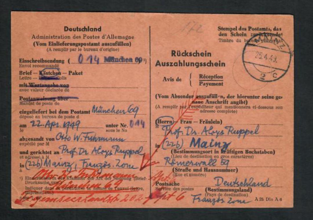 GERMANY 1949 Official looking postcard. Seems to relate to the post-war administration of the postal service. Translation would image 0