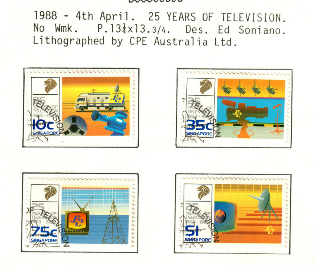 SINGAPORE 1988 25th Anniversary of Television in Singapore. Set of 4. - 59660 - VFU image 0
