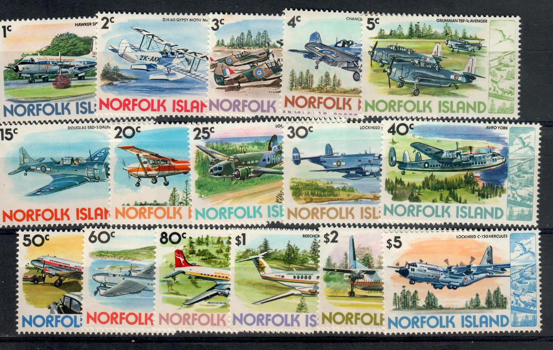 NORFOLK ISLAND 1980 Definitives Aeroplanes. Set of 16. - 21184 - UHM image 0