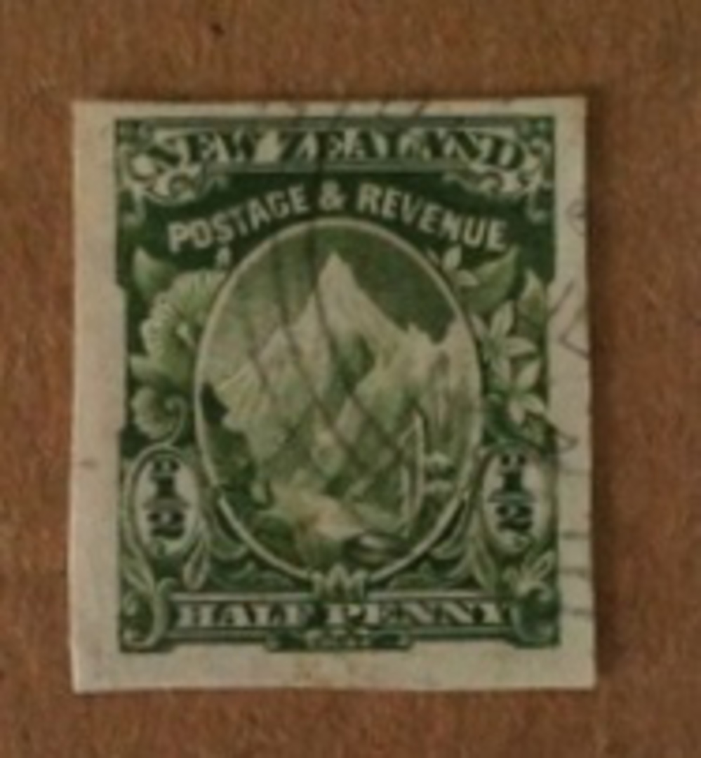 NEW ZEALAND 1898 Pictorial ½d Green Imperf. Light postmark. Large margins. - 74626 - VFU image 0