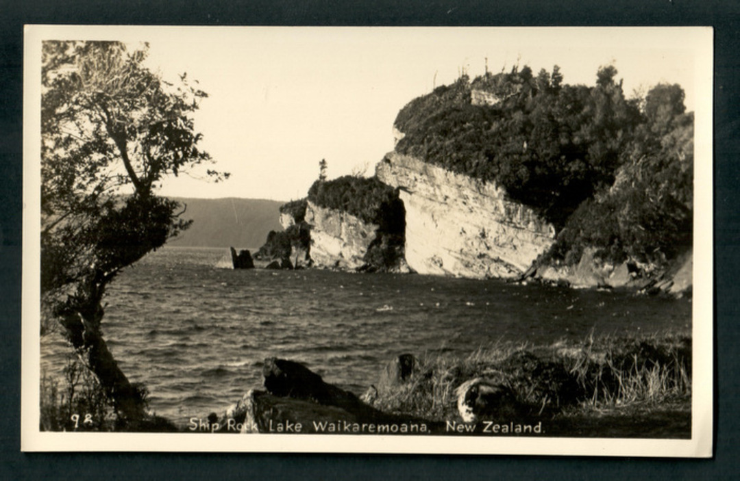 Real Photograph of Ship Rock Lake Waikaremoana. - 48181 - Postcard image 0
