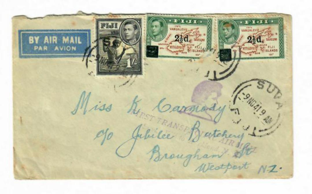 FIJI 1941 First TransPacific Air Mail Suva to Auckland. Tatty. - 31078 - PostalHist image 0