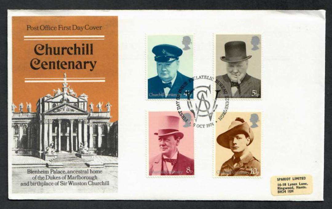 GREAT BRITAIN 1974 Centenary of the Birth of Sir Winston Churchill. Set of 4 on first day cover. - 131794 - FDC image 0