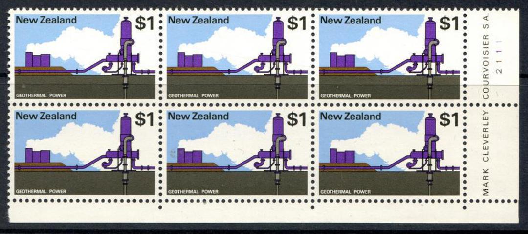 NEW ZEALAND 1970 Pictorial $1 Geothermal Power. Plate Block 2111. - 15213 - UHM image 0