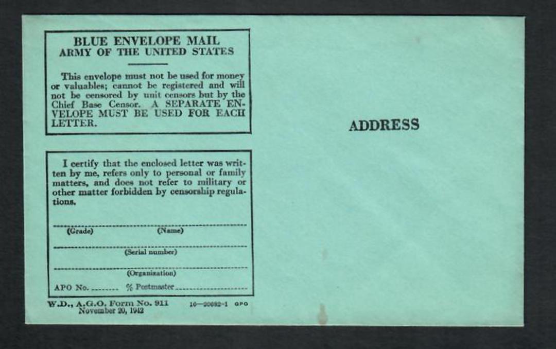 USA Blue Envelope Mail Army of the United States. In fine mint condition. image 0