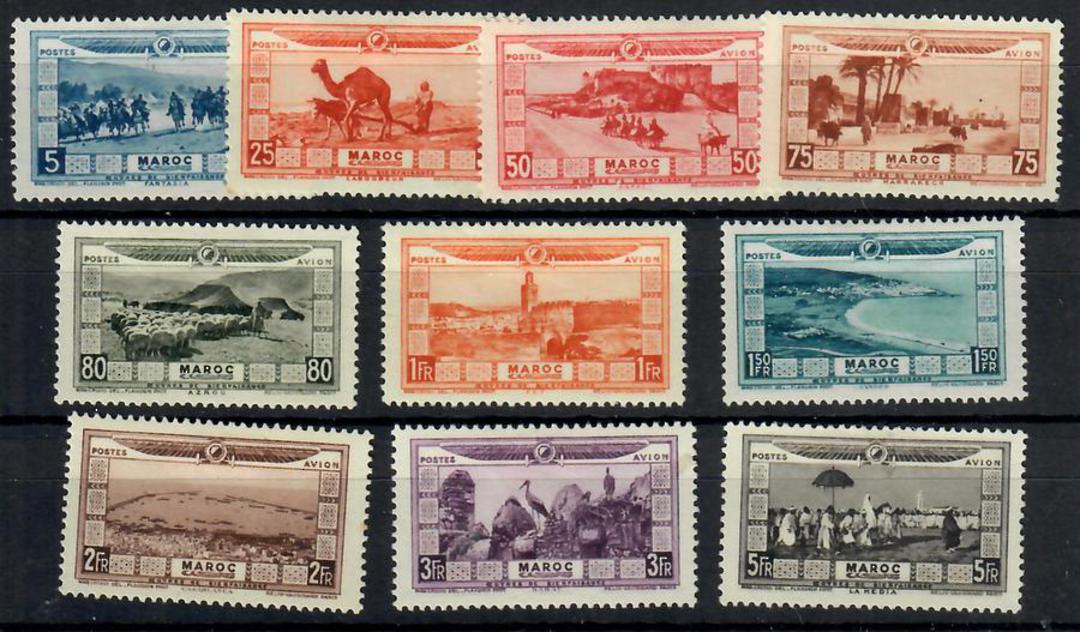 FRENCH MOROCCO 1928 Air Flood Relief Fund. Set of 11. - 22329 - Mint image 0
