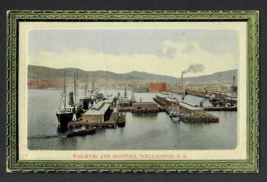 Coloured postcard of Wharves and Shipping Wellington. - 47472 - Postcard image 0