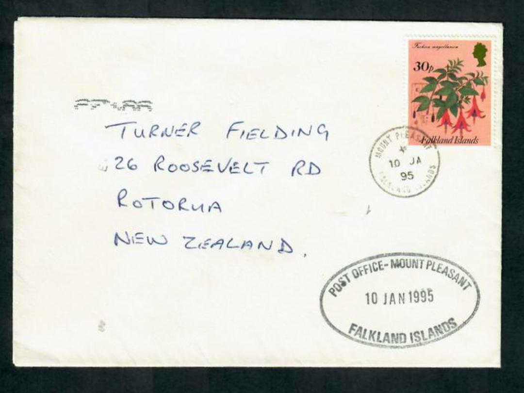 FALKLAND ISLANDS 1995 letter from Falklands to New Zealand. Nice cds 10/1/1995 Mount Pleasant Post Office and cachet applied on image 0