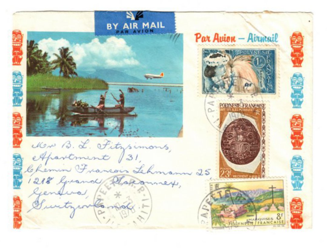 FRENCH POLYNESIA 1970 Airmail Letter to Switzerland. - 37652 - PostalHist image 0