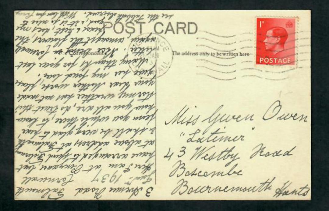 GREAT BRITAIN 1937 Postcard used internally with Edward 8th 1d Red. - 31721 - PostalHist image 0