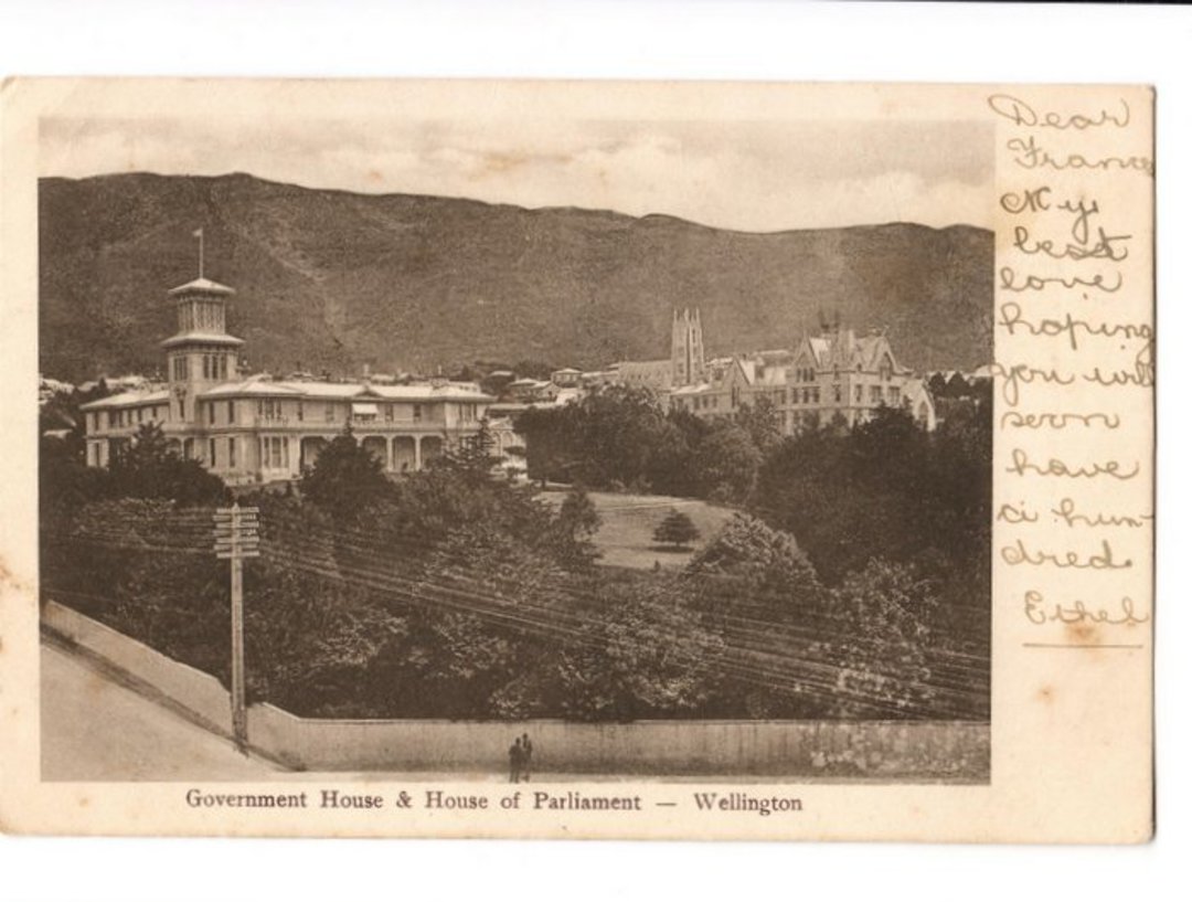 Early Undivided Postcard of Government House and Houses of Parliament Wellington. - 47807 - Postcard image 0