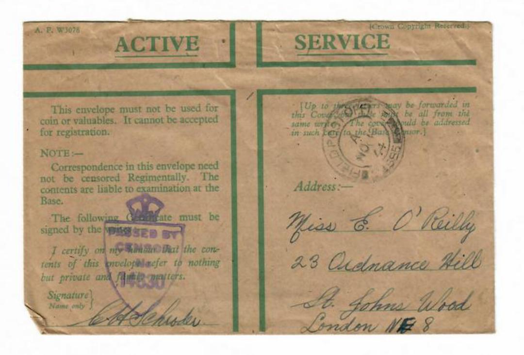 GREAT BRITAIN 1944 Army Privilege Envelope to Boston Lincs. Field Post Office 585. Passed by Censor 14630.
. - 30235 - PostalHis image 0